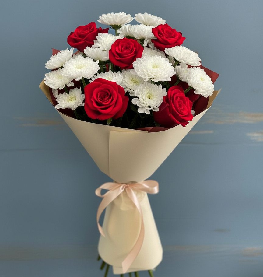 Букет цветов из: Розы и Хризантемы в Пседахе