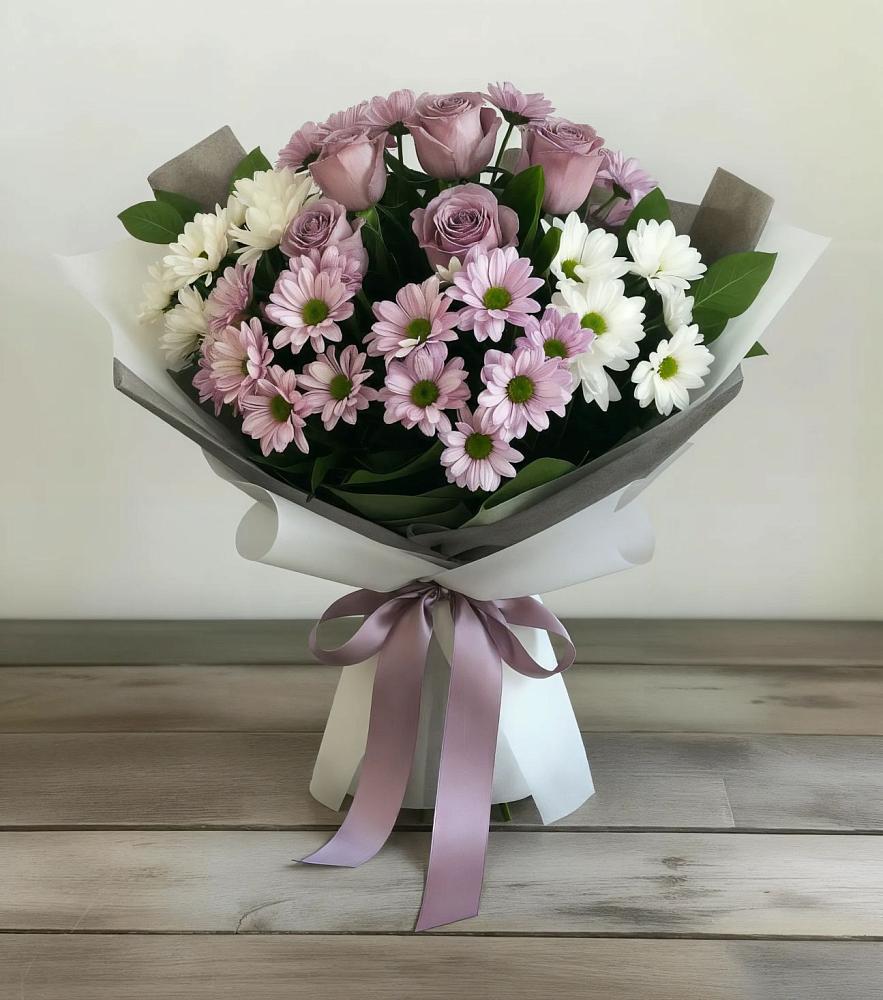 Букет цветов из: Хризантемы и Розы в Пседахе