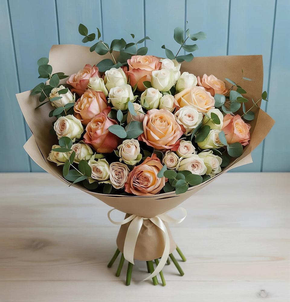 Букет цветов из: Альстромерии и Розы в Пседахе