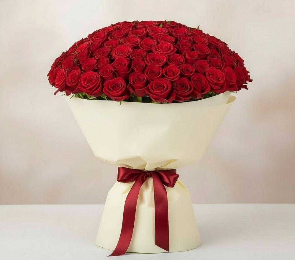 Букет 101 Красная роза Милано в Пседахе