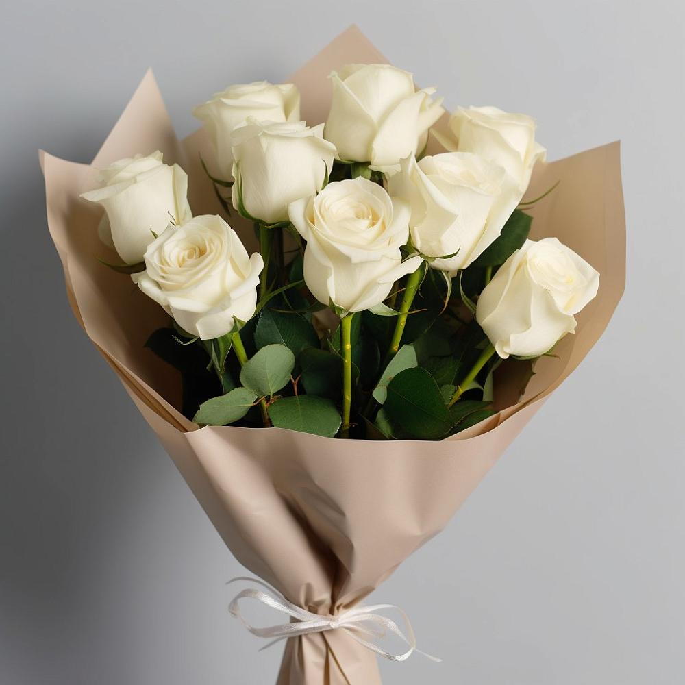 Букет 9 Белых роз Эдлесс Лав в Пседахе