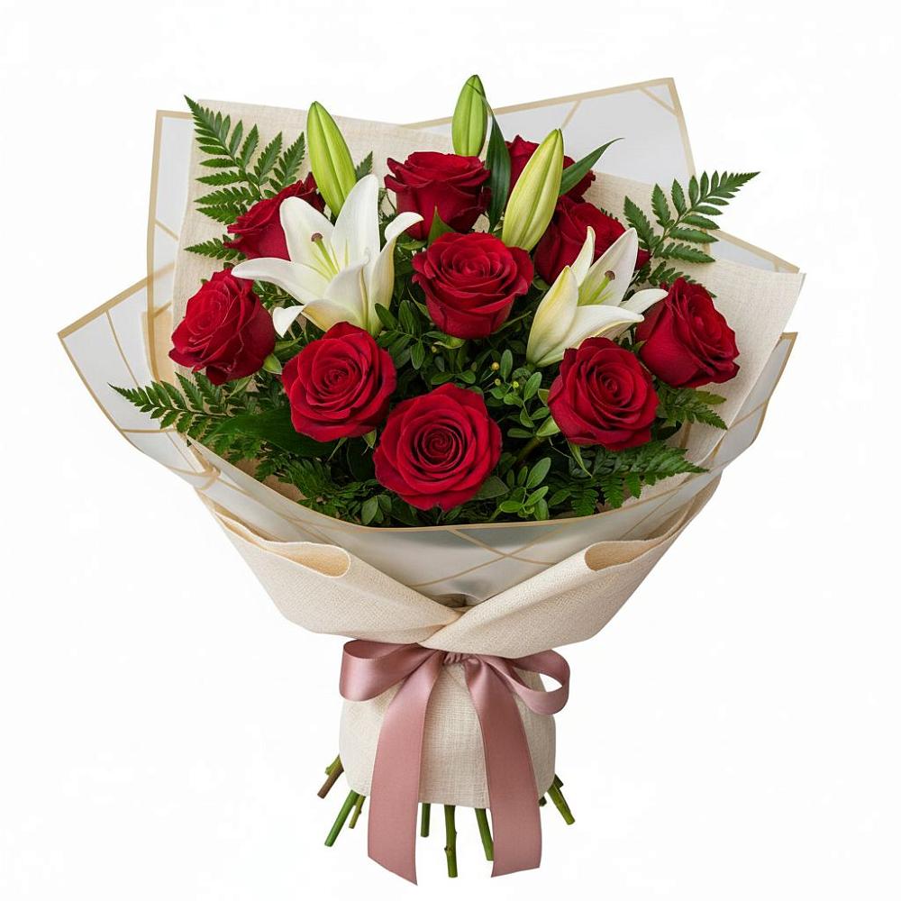 Букет цветов из: Лилии и Розы в Пседахе