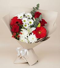 Букет цветов из:  Розы, Хризантемы, Герберы и Лилии в Пседахе