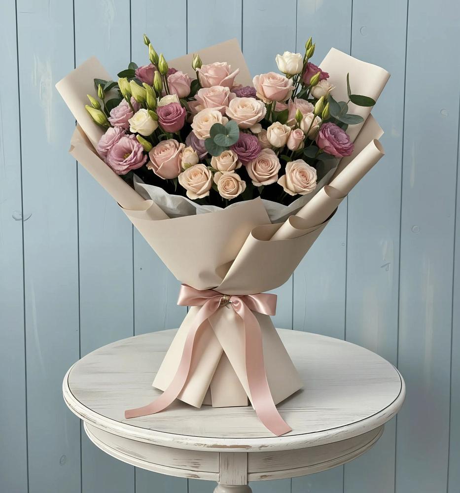 Букет цветов из: Розы и Лизиантусы в Пседахе