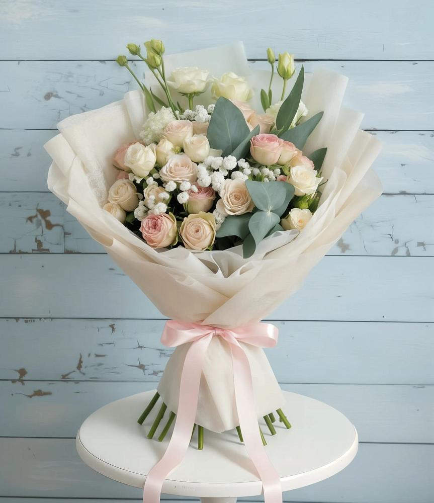 Букет цветов из: Розы и Лизиантусы в Пседахе