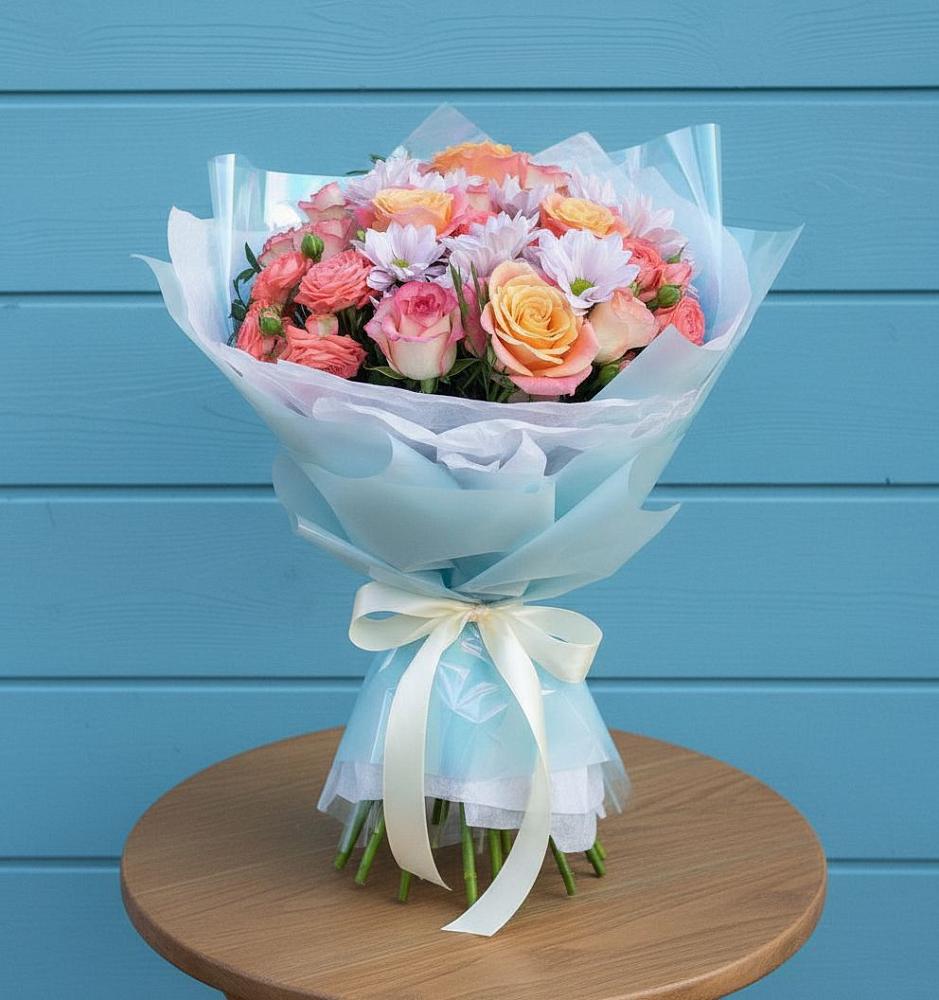 Букет цветов из: Хризантемы и Розы в Пседахе